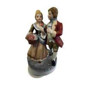 Vintage Porcelain MusicalCouple Figurine Japan 6" Multicolored Decorative